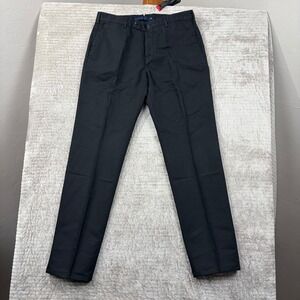 Incotex Slowear Mens Standard Fit Pattern B Trousers Black Flat Front Pants 34